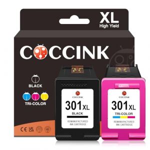 COCCINK 301XL Cartouches d'encre Remplacement pour HP Cartouche 301 XL Deskjet 1050a 1510 2050 2510 2540 3050 3054 3059 3512 Envy 4500 4508 5530 5535 4502 OfficeJet 2620 4630 4635 4636 Noir et Couleur (COCCINK FR, neuf)