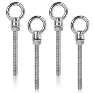 EFUTURETIME 4 x Boulon à œil M10 x 100mm Piton à Visser Long en Acier Inoxydable 304, œillet a Visser Ø10mm Piton avec Anneau, Boulon (efuturetime, neuf)