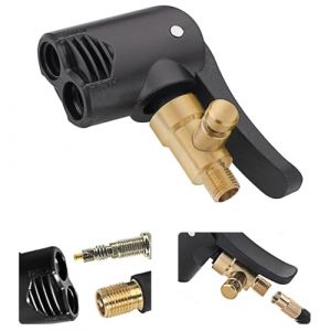 Adaptateur de Valve de Pneu de Voiture, Embout de Gonflage Laiton,T&ecirc;te de Pompe de Remplacement Filet&eacute;e avec Double Valve,pour Les Pneus de Voiture, de V&eacute;lo et de Moto (ZJZH, neuf)