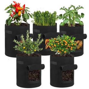 EAEVKPI 5 Pi&egrave;ces Sac de Culture de Pommes de Terre, 10 Gallons Sac de Plantation avec Fen&ecirc;tre et Poign&eacute;e, Sacs de Culture en Tissu Non Tiss&eacute; Respirant pour Pommes de Terre, Tomates, Carottes (ABRON66, neuf)