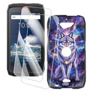OAGELIM 2 Pack Prot&egrave;ge-&Eacute;cran + Coque Compatible avec Crosscall Action X3 (5 Pouce) Coque Impression Artistique Personnalis&eacute;e et Film Verre Tremp&eacute; (Loup 2) (MILEGAO, neuf)