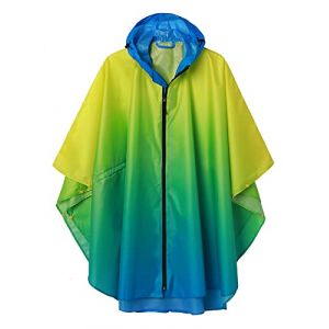 SaphiRose PONCHO Imperméable avec Capuche Zip pour Adulte Dégradé jaune-bleu (Ziqi, neuf)