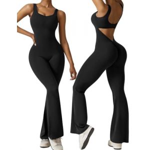 Vertvie Combinaison Femme Sport Sans Couture Moulant Scrunch Butt Lift Une Pièce Jumpsuit Rembourrée Combinaison Bodycon en Tricot Confortable Elégante Pour Gym Sports Yoga Club(Noir,M) (VertVie Activewear, neuf)