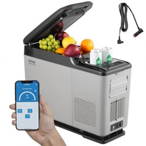 VEVOR Réfrigérateur Portable à Compression 15 L, Mini Frigo de Voiture 12/24 V CC et 100-240 V CA, Glacière à Zone Unique, -20 °C à 20 °C Température Réglable, pour Camion Bateau Maison Camping (New Clear FR, neuf)