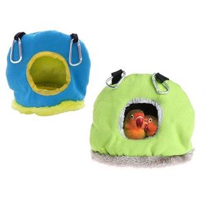 Kellegour 2 Pi&egrave;ces Nid D'oiseau pour Animaux de Compagnie Hiver,Nid pour Perroquet en Peluche,Hiver Chaud Nid D'oiseau Maison,Perroquet Nid en Peluche Hamac Perroquet en Peluche,pour Petits Animaux (Redm, neuf)