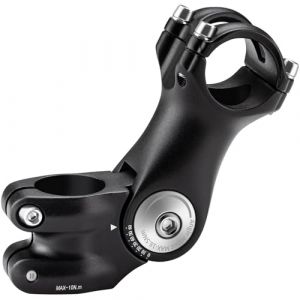 Zeekpowa Potence de Vélo Réglable 31.8 mm - Rehausseur de Guidon de 75 mm, Angle Ajustable ±60°, Potence VTT et Potence Velo Route, Alliage d'Aluminium, Noir, Léger et Robuste (Brose Free FR, neuf)