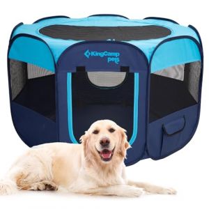 KingCamp Enclos Pliable pour Chien Chat Lapins Chaton Parc Chien Enclos Parc Chiot Respirant en Oxford Résistant à l'eau Niche Cage Portable Animaux pour Interieur Extérieur avec Sac de Transport (KingCamp EU, neuf)