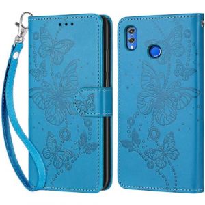 Coque pour Huawei Honor 8X, Housse Etui Portefeuille Cuir Multifonction, Fermeture Magnétique à Clapet Anti-Choc Compatible avec Coque Huawei Honor 8X Book - Bleu (KENHONER, neuf)