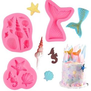 Moule Sirene Pate a Sucre Moule Silicone Poisson 3D Moules Forme Queue Sirène Fondant Moule Coquillage DIY Marin pour Décoration Gâteaux, Bonbons, Chocolats,Lot de 3 (YUANXIANG TECHNOLOGY LIMITED, neuf)