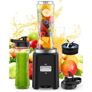 ToTopPioneer Mini Mixeur Blender,500W Blender Smoothie Électrique,avec 2 Bouteilles Portables 600ml Sans BPA,4 Lames Inox,Mixer pour Nourriture Bébé Smoothies Milkshakes Jus Fruits,Nettoyage Facile (Topjoy US, neuf)