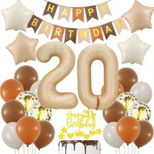 Ballon 20 ans anniversaire Nude, Cr&egrave;me 20 ans Ballons Decoration, 20 ans anniversaire Femme Homme, Decoration anniversaire 20 ans Beige Or, Ballon 20 D&eacute;co anniversaire, Beige Or 20 ans D&eacute;co f&ecirc;te (Haosell, neuf)
