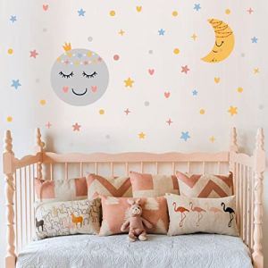 BuerHomie Stickers Muraux Chambre Enfant, Autocollant Mural Soleil Lune Etoile, Déco Murale pour les chambres de Bébé Garçon Fille Crèche Garderie (Buerhomie.eur, neuf)