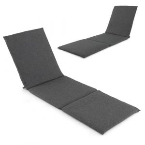 COSTWAY Coussin Bain de Soleil, Coussin Épais pour Chaise Longue Extérieur, Matelas Pliable pour Transat Extérieur, Sangles de Fixation à Crochets et Boucles, 182 x 59 x 4,5 cm (Gris) (FDS GmbH, neuf)