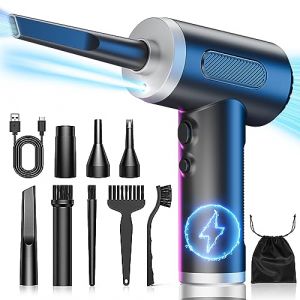 AKLIFFE Souffleur Air Comprimé-120000 TR/Min de Pulvérisation d’Air Comprimé avec Batterie 7800mAh, Kit de Nettoyage de Clavier d’Aspirateur à 3 Vitesses avec Lumière LED pour Le Nettoyage de PC (Akliffe, neuf)