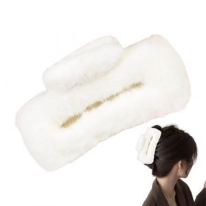 3pcs Clip &agrave; griffe de cheveux en peluche - Grands clips &agrave; griffe de cheveux, cape de cheveux en Faux fourrure en peluche capture Catch Barrette Jaw Blamp, mignon griffes &agrave; fourrure carr&eacute;，blanc (AKGH, neuf)