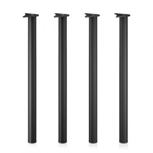 WilTec Lot de 4X Pied de Table V1-60 x 60 x 870 mm/Ø 60 mm - en Acier Inoxydable - Couleur Noire - Piètement Support de Bureau Réglable pour Plan de Travail Salle à Manger (Wiltec Wildanger Technik GmbH, neuf)