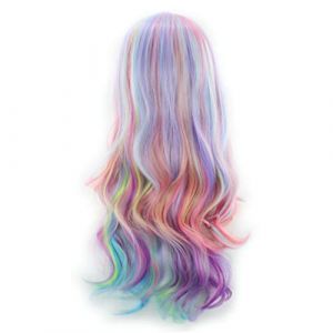 Luxshiny Perruque Frisée 1Pcs Longs Bouclés Ondulés Arc- En- Perruque Femmes Multi Couleur Arc- En- Perruque Coloré Arc- En- Plein Perruques Halloween Perruque Arc en Ciel Perruque (Alto Hu, neuf)