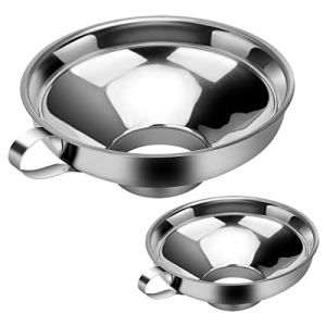 Entonnoir Confiture Lot de 2 Entonnoir Inox Entonnoir &agrave; Large Ouverture, Entonoir Alimentaire avec Poign&eacute;e, pour Le Transport de Liquides, Poudres, Haricots et Confitures, Un Grand et Un Petit (yujupiterKlub, neuf)