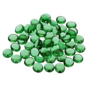 QUARKZMAN Billes de Verre Plates D&eacute;coratives 12-14mm Roches Remplissage de Vase Perles Cailloux Vert pour Aquarium D&eacute;coration de Distribution de Table, 100Pcs (QUARKZMAN, neuf)