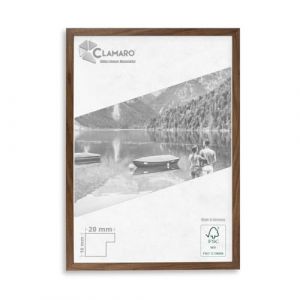 Clamaro COLLAGE Cadre Photo 70x100 | Noyer | Cadre en MDF profil fin 20 mm avec verre acrylique incassable, panneau arri&egrave;re et crochets en m&eacute;tal (Clamaro, neuf)