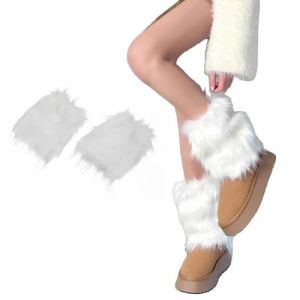 SCJJZ Guêtres femme,Couvre-bottes en laine, chaussettes empilées, protège-jambes en peluche, couvre-chaussettes pour femmes, automne et hiver, chaussettes épaisses et froides (blanc : 25cm) (GuangZhouAnTuTuMaoYiYouXianGongSi, neuf)