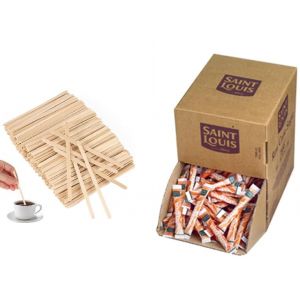 Sucre Cassonade en Poudre SAINT LOUIS &ndash; 500 b&ucirc;chettes de sucre roux cristallis&eacute; individuels de 5g (2,5kg) avec agitateurs en bois &ndash; Id&eacute;al pour Professionnels &ndash; Offre Sp&eacute;ciale (Maxi&Mini, neuf)
