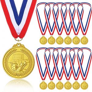 12 Pièces Médailles de Football pour Enfants, Médailles de Foot en Or, Trophées de Participation d'Equipe, Médaille d'or en métal pour Les Jeux pour Enfants et Adultes, Les matchs de Football (Lanting Europe, neuf)