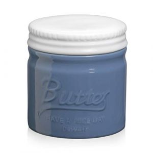 DOWAN Beurrier - Beurrier en Ceramique avec Couvercle - Beurrier à Eau en Porcelaine pour Beurre Mou et Tartinable - Brume Bleue (MUYI KITCHEN, neuf)