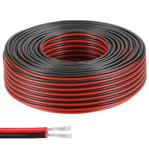UQTUKO 22AWG Fil &eacute;lectrique, 30M 2 fils 0,3mm&sup2; 2 Toronn&eacute; Cuivre &Eacute;tam&eacute; Rouge Et Noir Cable Electrique Souple Rallonge C&acirc;ble Cordon 12V pour Bande LED C&acirc;ble &eacute;lectrique (gbuijbjg, neuf)