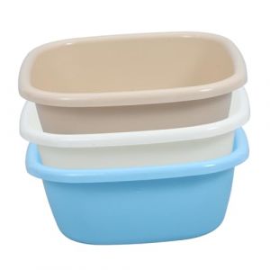 Mobestech 3 pi&egrave;ces Bassine Plastique Carr&eacute;e Bac &agrave; Vaisselle &Eacute;pais et Portable Grand Volume pour Lavage Mains Biberons et Cuisine Bleu Beige et Blanc R&eacute;sistant et Multifonction pour Salle de (Cash Liu, neuf)