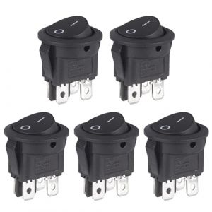 VEXUNGA Interrupteur a Bascule Rond 6A 250V AC 10A 125V ON/OFF Interrupteurs à bascule 2Positions 4Broches Carré Commutateur Marche Arret Bouton Noir pour Voiture (5 Pièces) (VEXUNGA-FR, neuf)