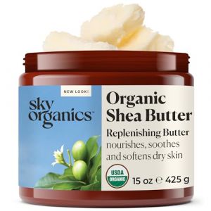 Sky Organics - Beurre de karité biologique, 15 oz - Nourrit, apaise et adoucit la peau sèche - Brut et non défini - Acides gras essentiels et antioxydants - Naturel, végétalien - Soins de la peau (World Nutri, neuf)