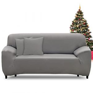 FIGOOO Housse de Canapé Extensible 2 Places Revêtement de Canapé avec Accoudoirs Universel Lavable Antidérapante Élastique Couverture de Canapé à Accoudoirs Protector Decoration pour Canapé,Gris (FIGOOO, neuf)
