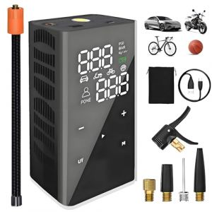 Gonfleur Pneus Voiture sans Fil, compresseur &agrave; air portatif, Pompe a Velo Electrique,150PSI 12V DC 12000mAh, Portable avec Lumi&egrave;re LED, Compresseur de Voiture pour V&eacute;lo, Moto, Vcooter, Balles (E-ACE Online, neuf)