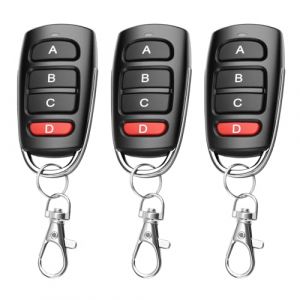 3Pcs Télécommande Universelle Portail 433 MHz Duplicateur sans Fil à 4 Boutons Telecommande Copieus pour Porte de Garage, Portée de 50m, Compatible avec 2260, 2262, PT2264, 5326, 2240,1527 (CuiErNingDianZi, neuf)