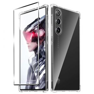 Heioloo Coque pour ZTE Nubia RedMagic 10 Air &Eacute;tui de Protection en Silicone Antichoc avec Coins Renforc&eacute;s, Clair Mince Souple TPU Bumper Housse avec [1 Pi&egrave;ce] Verre Tremp&eacute; Protection &eacute;cran (smcxhg, neuf)