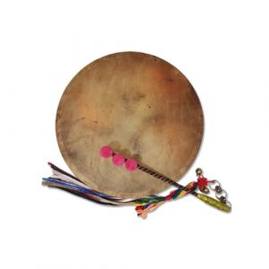 LVYUDS Tambour de Buffle Double Rang&eacute;e Roseau en Cuivre avec Baguettes Percussion Tambour Chamanique Alchimie Tambour &agrave; Main, Gu&eacute;risseur de Son Spirituel M&eacute;ditation R&eacute;flexion(43cm,2-piece set) (qihangkuajing, neuf)