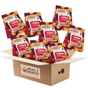 Michel & Augustin &ndash; Petits Biscuits Sal&eacute;s au Jambon de Bayonne IGP et Romarin &ndash; Biscuits Ap&eacute;ritifs Tr&egrave;s Tr&egrave;s Croustillants &ndash; Fabriqu&eacute;s en France &ndash; 90g x 8 (Deligusta, neuf)