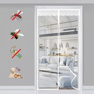 KSITH- Fly Magnétique Moustiquaire Porte Fermeture Automatique Magnétique Anti Moustiques Rideau Facile à Installer, pour Porte/Patio/Couloirs ​Empêche Bestioles- White-C|| 75x225cm(29x88inch) (KSITH- Fly®-EU, neuf)