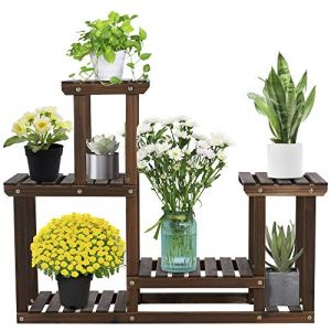 Yaheetech Étagère Plantes Bois Support Porte Pots de Fleurs avec 6 Tablettes Echelle Plantes Intérieur pour Maison Balcon Terrasse Jardin 95x25x73 cm (Yahee365, neuf)