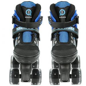 Patins &agrave; Roues Align&eacute;es R&eacute;glablesPatins &agrave; roulettes pour Filles et Enfants de 3 &agrave; 12 Ans avec Roues, 4 r&eacute;glables pour d&eacute;butants, pour d&eacute;butants - Cadeau de No&euml;l et d'anniversaire-M-Bleu (Hechheu, neuf)