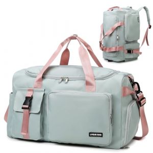 Suweir Sac de Sport Femme Homme 42 L Sacs de Voyage avec Compartiments Chaussures et Humide, Sac a Dos Sport Gym Duffle Bag Sac Piscine pour Sport, Fitness, Voyages, Yoga (Vert) (Melone-EU, neuf)