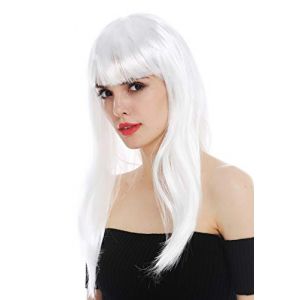 WIG ME UP - 32582-P68 Perruque Carnaval Dames Longue Lisse Frange Blanche f&eacute;e Reine des neiges (VK Event Fashion, neuf)