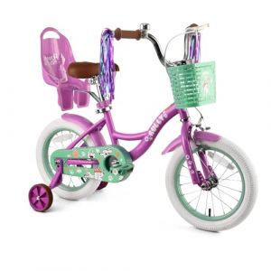 RULLY Vélo Fille 16 Pouces Violet avec roulettes stabilisatrices – Vélo Enfant avec Panier et siège poupée pour 4–7 Ans, vélo débutant (Rully Bike, neuf)