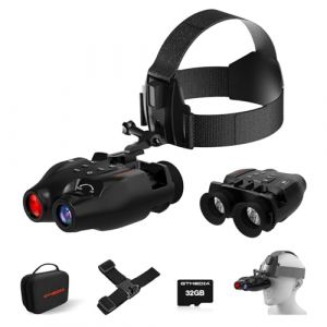 Night Vision Binocular, Jumelle Infrarouge Vision Nocturne, Head-Mounted Monoculaire Vision Nocturne, Observation Up to 300m, 8X Digital Zoom, 1080P Video, with 16GB TF Card for Hunting (FYY-Tech, neuf)
