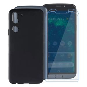 WXPPJ Coque + Verre trempé Film pour Doro 8050 (5.45"), Noir Silicone TPU Housse Etui Bumper Case et 2 Pièces Protection Ecran pour Doro 8050 - Noir (XiaoPin, neuf)