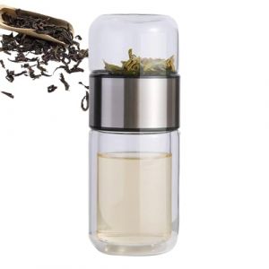 Infusifie Infuseur &agrave; th&eacute;, nouvelle bouteille d'infuseur &agrave; th&eacute; en verre 2025, infuseur &agrave; th&eacute; intelligent 3 en 1, tasse &agrave; th&eacute; isolante &agrave; double couche, bouteille de th&eacute; avec s&eacute;paration du th&eacute; et (mojita, neuf)
