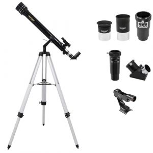 Omegon Télescope AC 60/700 AZ-1 | Télescope réfracteur achromatique | Idéal pour Les débutants | Observation Claire de la Lune et des planètes | Compact et Facile à Transporter (astro-shop, neuf)