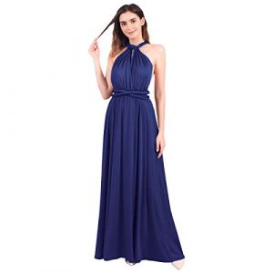Femme Robe Longue de C&eacute;r&eacute;monie Chic Robe Ado Multi-Style Sexy Taille Haute sans Manche Robe Fille d&rsquo;Et&eacute; Bandage de Soir&eacute;e Cocktail Demoiselle d'honneur Mariage F&ecirc;te Aniversaire Bleu Marine M (IBTOMCASTLE, neuf)