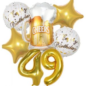 Ballon 49 ans Anniversaire Homme Femme, Decoration Anniversaire 49 ans, Ballon Anniversaire 49 ans Or, Ballon Bi&egrave;re Ballon Bouteille Verre &agrave; Vin Decoration pour Anniversaire 49 ans Femme Homme (Feelairy, neuf)
